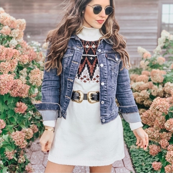 Free People Scotland Wool Blend Fair Isle Knit Puff Sleeve Sweater Dress Mini S - Picture 2 of 12